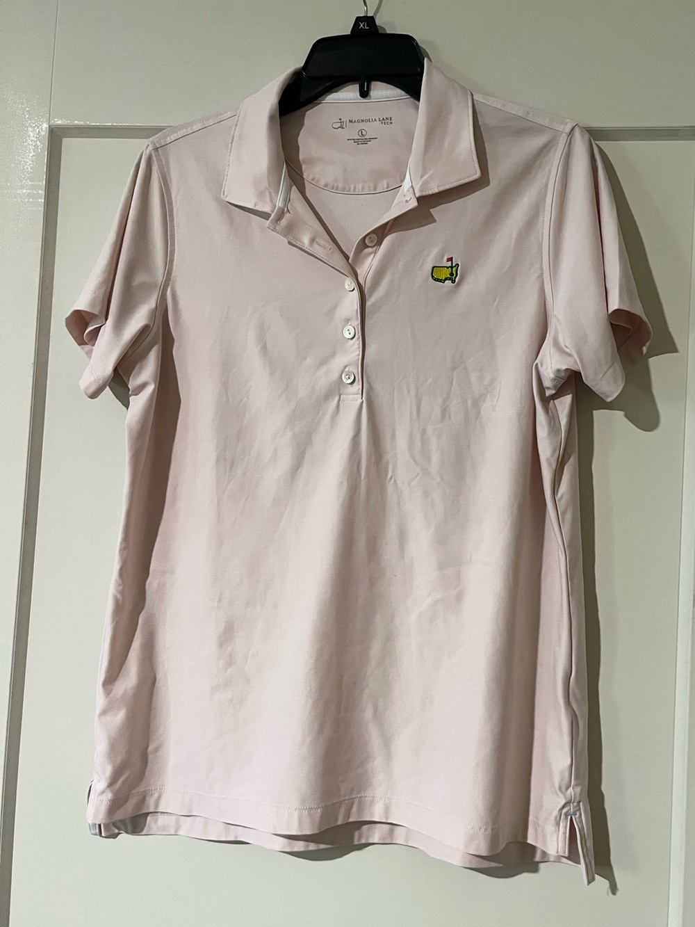 Women’s Magnolia Lane Tech Soft Pink Masters Polo Shirt w/Logo Size L Large Golf